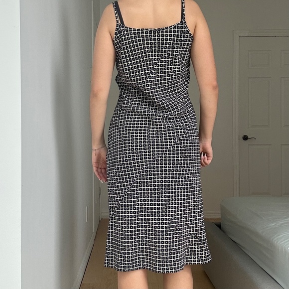 VINTAGE NAVY+CREAM MIDI DRESS - Picture 3 of 6